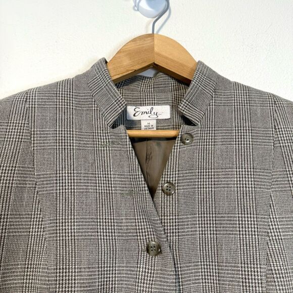 Vintage Emily Plaid Button Down Blazer Jacket Size 14 - Picture 5 of 9